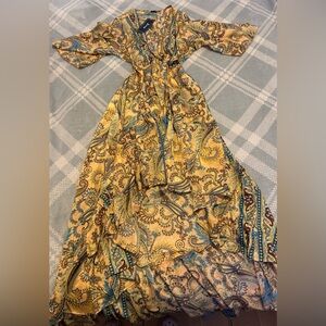 Zury Paisley Maxi Dress in Yellow and Blue in Art Silk